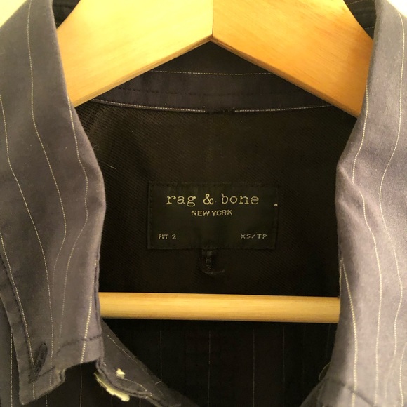 Rag & Bone Fit 2 Shirt in Navy with White Stripes (size XS) - Picture 3 of 5